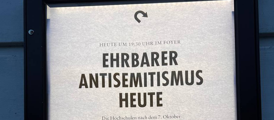 Das Podiumsgespräch findet unter dem Titel "Ehrbarer Antisemitismus heute" im Theater am Goetheplatz statt