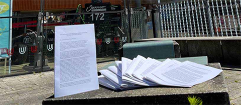 Der offene Brief wurde auch am Campus geflyert