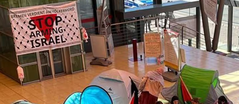 Foto von der pro-palästinensischen Campusbesetzung im Mai 2024